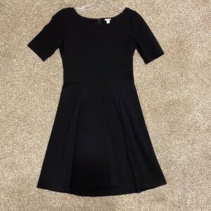 J. Crew Black Short Sleeve Scoop Neck Fit and Flare Mini Dress